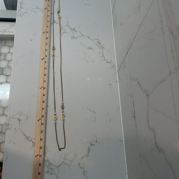 Vintage gold and pearl chain necklace - Picture 2 of 3